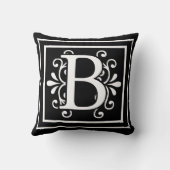 手紙Bのモノグラムの黒 クッション (裏面)