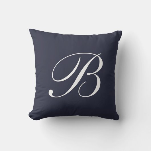手紙Bネイビーブルーモノグラム枕 クッション (正面)