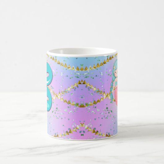 手紙Bモノグラムウォーターカラーキュートマーメイド子供部屋 コーヒーマグカップ (中央)