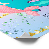 手紙Bモノグラムウォーターカラーキュートマーメイド子供部屋 ポスター (角)