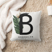 手紙Bモノグラムゴールドフォイル熱帯葉 クッション (ブランケット)