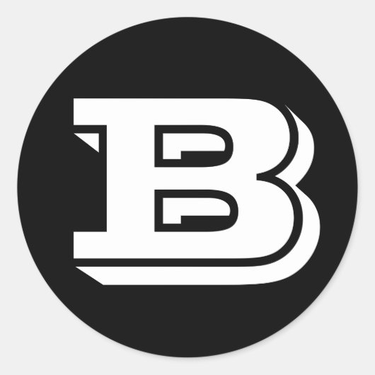 手紙Bヴィネタアルファベットバイジャンツブラック ラウンドシール (正面)