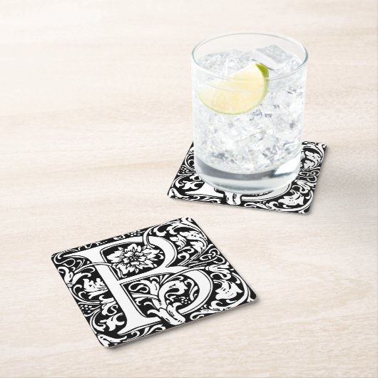 手紙B中世モノグラムアールヌーボー スクエアペーパーコースター (インサイチュ)