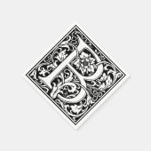 手紙B中世モノグラムアールヌーボー スタンダードカクテルナプキン (角)