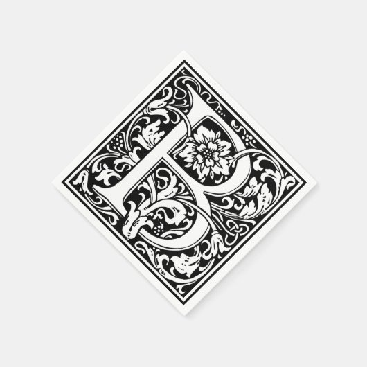 手紙B中世モノグラムアールヌーボー スタンダードカクテルナプキン (角)