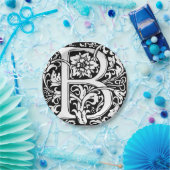 手紙B中世モノグラムアールヌーボー ペーパープレート (パーティー)