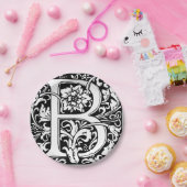 手紙B中世モノグラムアールヌーボー ペーパープレート (パーティー)