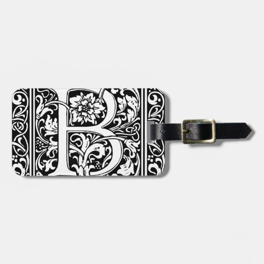 手紙B中世モノグラムアールヌーボー ラゲッジタグ (正面横)