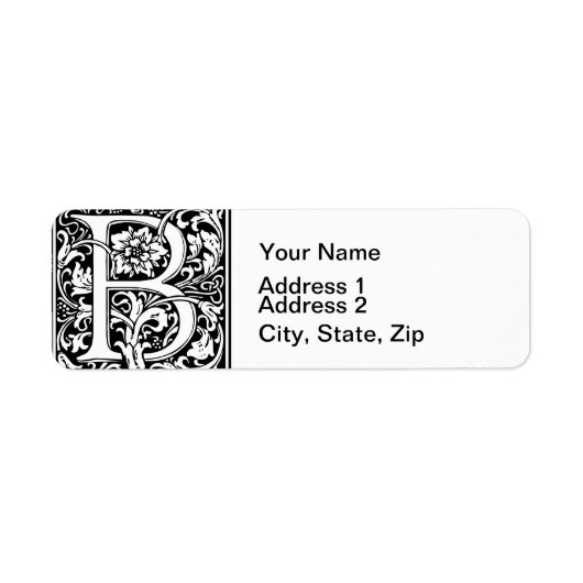 手紙B中世モノグラムアールヌーボー ラベル (正面)