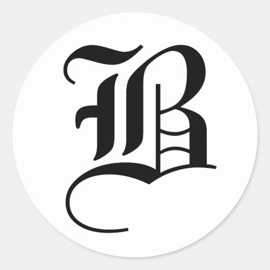 手紙B結婚のアルファベットJanz White ラウンドシール (正面)