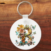 手紙B蝶と花キーチェーン キーホルダー (正面)