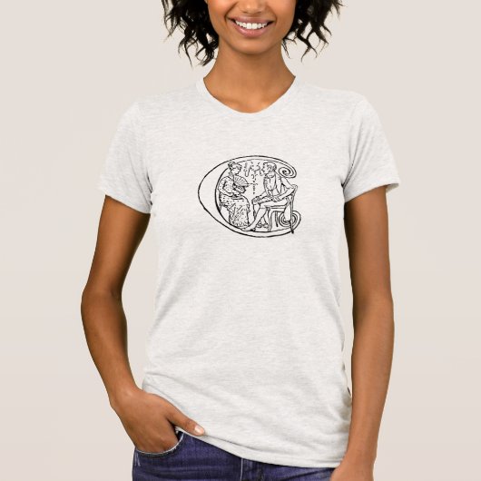 手紙cのヴィンテージのイラストレーション tシャツ (正面)