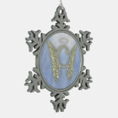 手紙Cの天使のモノグラム スノーフレークピューターオーナメント (左)