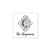 手紙Cイニシャルエレガントフローリッシュモノグラム名 ラバースタンプ (インプリント)