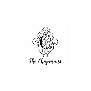 手紙Cイニシャルエレガントフローリッシュモノグラム名 ラバースタンプ