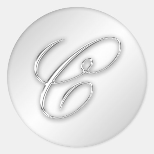 手紙Cスクリプトイニシャルフェイクシルバー・モノグラムの好意 ラウンドシール (正面)