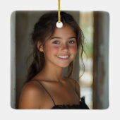 手紙Cモノグラムエレガントクリスマスオーナメント セラミックオーナメント (裏面)