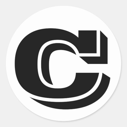 手紙Cヴィネタアルファベットbyジャンツ・ホワイト ラウンドシール (正面)