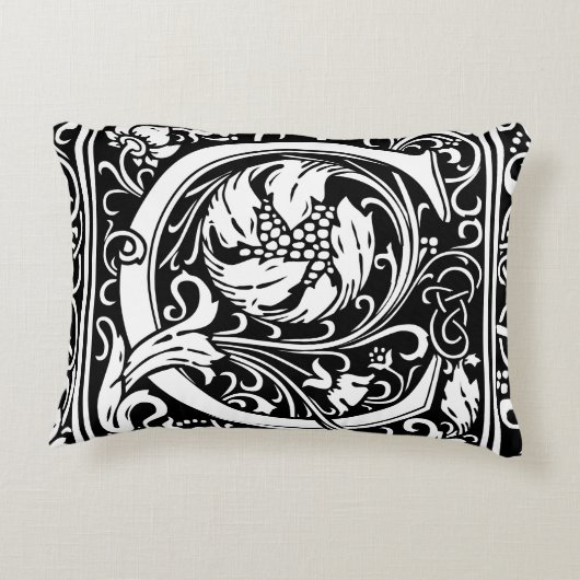 手紙C中世モノグラムアールヌーボー アクセントクッション (裏面)