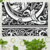 手紙C中世モノグラムアールヌーボー キッチンタオル (折り畳み)