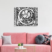 手紙C中世モノグラムアールヌーボー キャンバスプリント (インサイチュ (リビング))