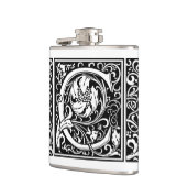 手紙C中世モノグラムアールヌーボー フラスク (左)