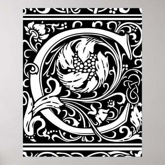 手紙C中世モノグラムアールヌーボー ポスター (正面)