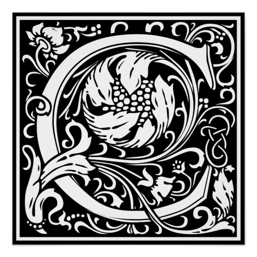 手紙C中世モノグラムアールヌーボー ポスター (正面)