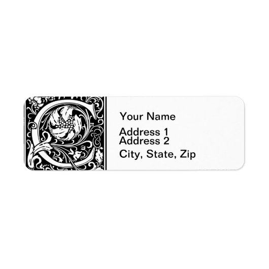 手紙C中世モノグラムアールヌーボー ラベル (正面)