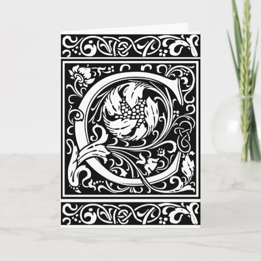 手紙C中世モノグラムヴィンテージイニシャル ノートカード (正面)