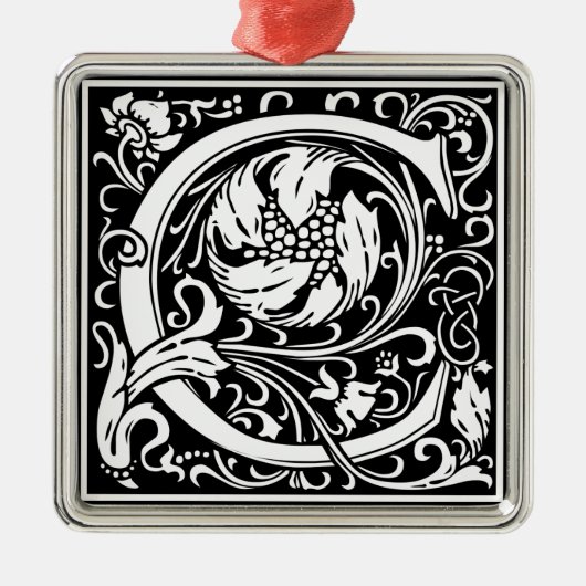 手紙C中世モノグラムヴィンテージイニシャル メタルオーナメント (正面)