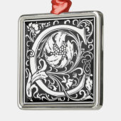 手紙C中世モノグラムヴィンテージイニシャル メタルオーナメント (左)