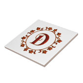 手紙Dのモノグラムの赤の葉 タイル (側面)