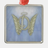 手紙Dの天使のモノグラム メタルオーナメント (正面)