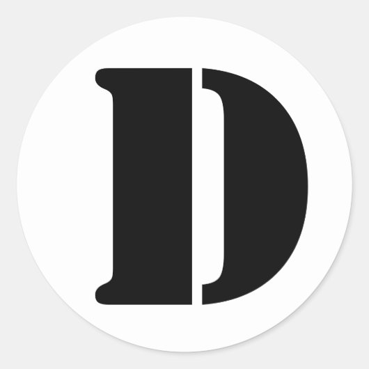 手紙Dステンシルアルファベット（ジャンツ白） ラウンドシール (正面)