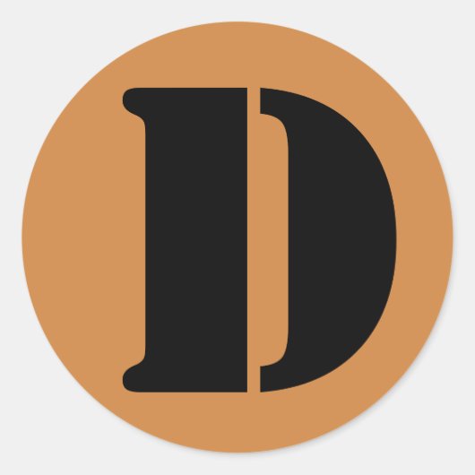 手紙Dステンシルアルファベットby Janz Peru金ゴールド ラウンドシール (正面)