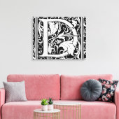 手紙D中世モノグラムアールヌーボー キャンバスプリント (インサイチュ (リビング))