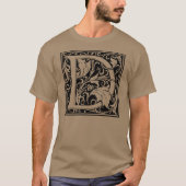 手紙D中世モノグラムアールヌーボー Tシャツ (正面)