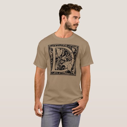 手紙D中世モノグラムアールヌーボー Tシャツ (正面フル)