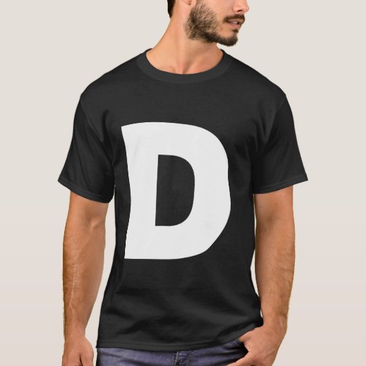 手紙D大文字プレーンホワイトはっきりした文字 Tシャツ (正面)