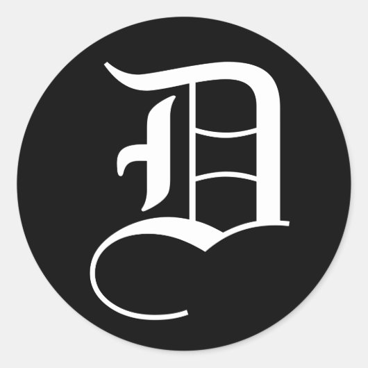 手紙D結婚のアルファベットJanz Black ラウンドシール (正面)