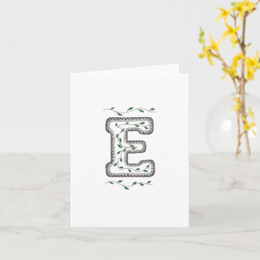 手紙Eが付いている挨拶状 カード (黄色い花)