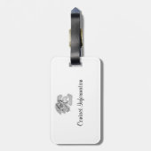 手紙Eの天使のモノグラムのアルファベットのイニシャルの黒 ラゲッジタグ (裏面縦)