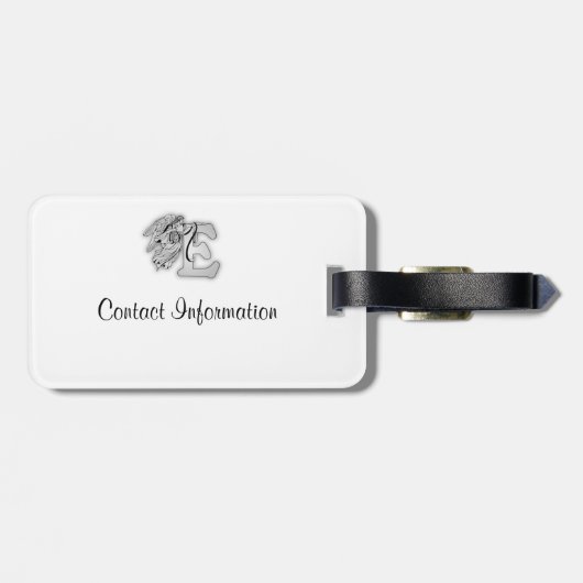 手紙Eの天使のモノグラムのアルファベットのイニシャルの黒 ラゲッジタグ (裏面横)