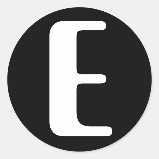 手紙Eアメリアアルファベットバイジャンズブラック ラウンドシール (正面)