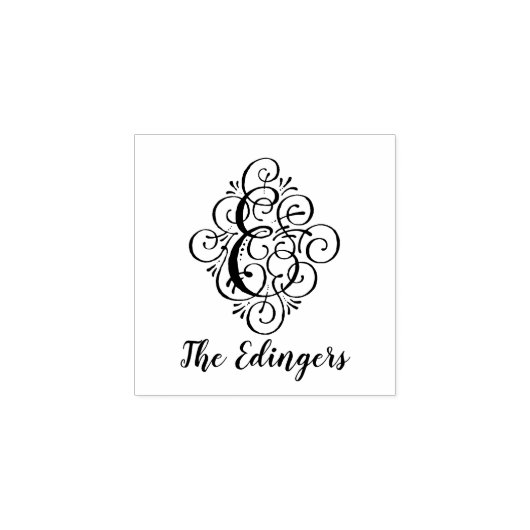 手紙Eイニシャルエレガントフローリッシュモノグラム名 ラバースタンプ (インプリント)