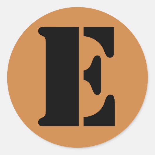 手紙Eステンシルアルファベットby Janz Peru金ゴールド ラウンドシール (正面)