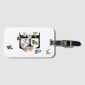 手紙Eフローラバタフライモノグラムイニシャル ラゲッジタグ (正面横)