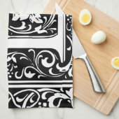 手紙E中世モノグラムアールヌーボー キッチンタオル (四つ折り)