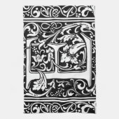 手紙E中世モノグラムアールヌーボー キッチンタオル (縦)